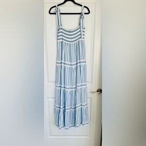 Carra Maxi White/ Blue Stripes Dress New - image 1